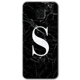 Xiaomi Redmi Note 9 Pro Siyah Mermer Desenli Ş Harfi Baskılı Uyumlu Silikon Kılıf