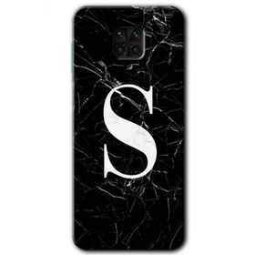 Xiaomi Redmi Note 9 Pro Siyah Mermer Desenli Ş Harfi Baskılı Uyumlu Silikon Kılıf