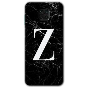 Xiaomi Redmi Note 9 Pro Siyah Mermer Desenli Z Harfi Baskılı Uyumlu Silikon Kılıf