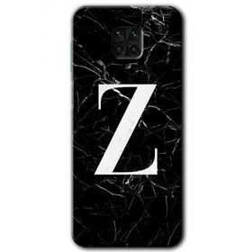 Xiaomi Redmi Note 9 Pro Siyah Mermer Desenli Z Harfi Baskılı Uyumlu Silikon Kılıf