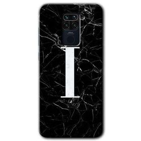 Xiaomi Redmi Note 9 Siyah Mermer Desenli I Harfi Baskılı Uyumlu Silikon Kılıf