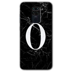 Xiaomi Redmi Note 9 Siyah Mermer Desenli O Harfi Baskılı Uyumlu Silikon Kılıf