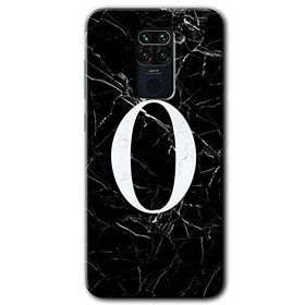 Xiaomi Redmi Note 9 Siyah Mermer Desenli O Harfi Baskılı Uyumlu Silikon Kılıf