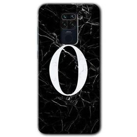 Xiaomi Redmi Note 9 Siyah Mermer Desenli O Harfi Baskılı Uyumlu Silikon Kılıf