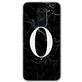 Xiaomi Redmi Note 9 Siyah Mermer Desenli O Harfi Baskılı Uyumlu Silikon Kılıf