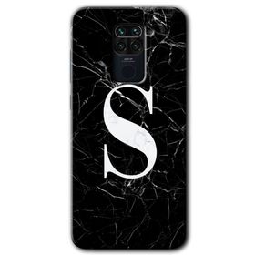 Xiaomi Redmi Note 9 Siyah Mermer Desenli Ş Harfi Baskılı Uyumlu Silikon Kılıf