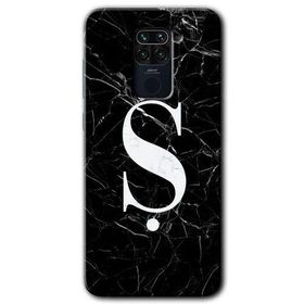 Xiaomi Redmi Note 9 Siyah Mermer Desenli Ş Harfi Baskılı Uyumlu Silikon Kılıf