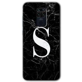 Xiaomi Redmi Note 9 Siyah Mermer Desenli Ş Harfi Baskılı Uyumlu Silikon Kılıf