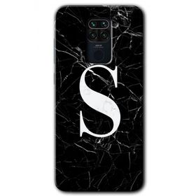 Xiaomi Redmi Note 9 Siyah Mermer Desenli Ş Harfi Baskılı Uyumlu Silikon Kılıf