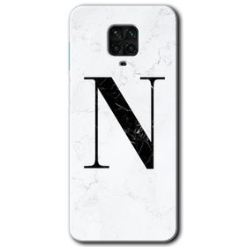 Xiaomi Redmi Note 9S Beyaz Mermer Desenli M Harfi Baskılı Uyumlu Silikon Kılıf