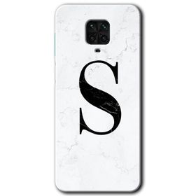 Xiaomi Redmi Note 9S Beyaz Mermer Desenli M Harfi Baskılı Uyumlu Silikon Kılıf