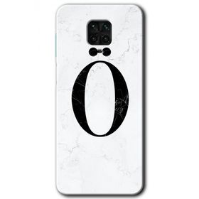 Xiaomi Redmi Note 9S Beyaz Mermer Desenli O Harfi Baskılı Uyumlu Silikon Kılıf