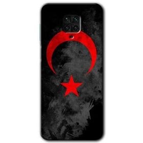 Xiaomi Redmi Note 9S Black Ayyıldız Baskılı Uyumlu Silikon Kılıf