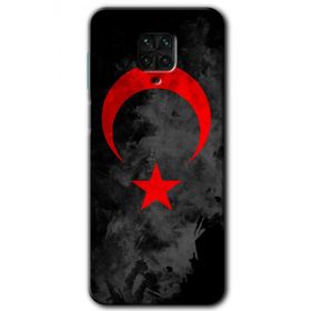 Xiaomi Redmi Note 9S Black Ayyıldız Baskılı Uyumlu Silikon Kılıf