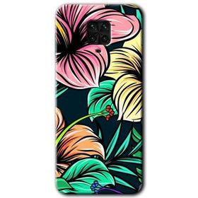 Xiaomi Redmi Note 9S Çizim Çiçekler Baskılı Uyumlu Silikon Kılıf