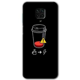 Xiaomi Redmi Note 9S Coffee Battery Baskılı Uyumlu Silikon Kılıf