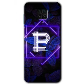 Xiaomi Redmi Note 9S Dark Neon Yaprak B Harfi Baskılı Uyumlu Silikon Kılıf