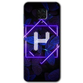 Xiaomi Redmi Note 9S Dark Neon Yaprak H Harfi Baskılı Uyumlu Silikon Kılıf