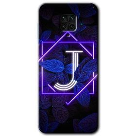 Xiaomi Redmi Note 9S Dark Neon Yaprak J Harfi Baskılı Uyumlu Silikon Kılıf
