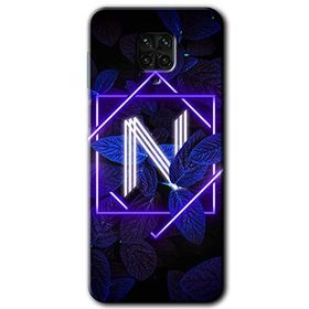 Xiaomi Redmi Note 9S Dark Neon Yaprak N Harfi Baskılı Uyumlu Silikon Kılıf