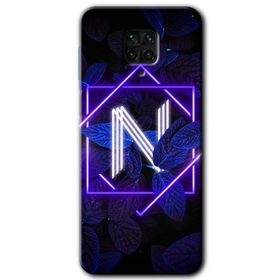 Xiaomi Redmi Note 9S Dark Neon Yaprak N Harfi Baskılı Uyumlu Silikon Kılıf