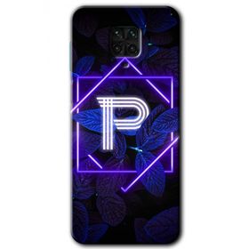 Xiaomi Redmi Note 9S Dark Neon Yaprak P Harfi Baskılı Uyumlu Silikon Kılıf