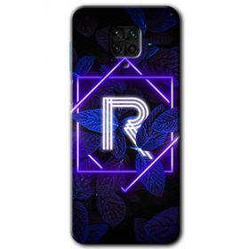Xiaomi Redmi Note 9S Dark Neon Yaprak R Harfi Baskılı Uyumlu Silikon Kılıf