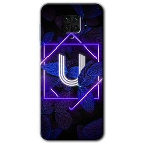 Xiaomi Redmi Note 9S Dark Neon Yaprak U Harfi Baskılı Uyumlu Silikon Kılıf