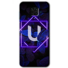 Xiaomi Redmi Note 9S Dark Neon Yaprak U Harfi Baskılı Uyumlu Silikon Kılıf