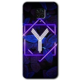Xiaomi Redmi Note 9S Dark Neon Yaprak Y Harfi Baskılı Uyumlu Silikon Kılıf