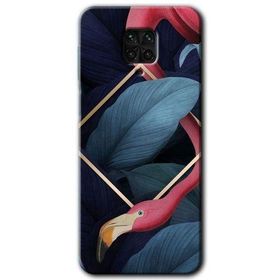 Xiaomi Redmi Note 9S Flamingo Yaprak Baskılı Uyumlu Silikon Kılıf