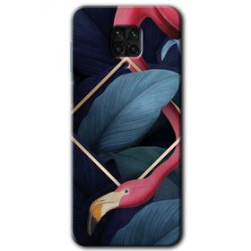 Xiaomi Redmi Note 9S Flamingo Yaprak Baskılı Uyumlu Silikon Kılıf