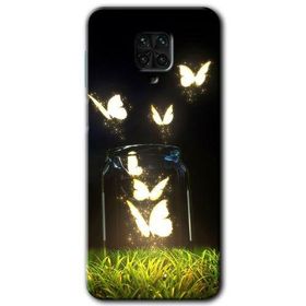 Xiaomi Redmi Note 9S Işıklı Kelebekler Baskılı Uyumlu Silikon Kılıf