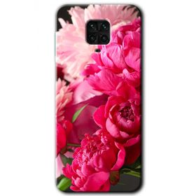 Xiaomi Redmi Note 9S Kırmızı Beyaz Gül Baskılı Uyumlu Silikon Kılıf