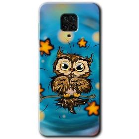 Xiaomi Redmi Note 9S Owl Bird Stars Baskılı Uyumlu Silikon Kılıf