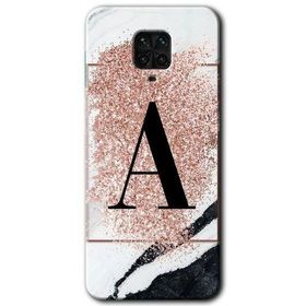 Xiaomi Redmi Note 9S Pembe Mermer Desenli A Harfi Baskılı Uyumlu Silikon Kılıf