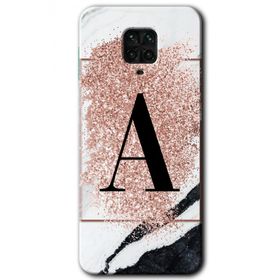 Xiaomi Redmi Note 9S Pembe Mermer Desenli A Harfi Baskılı Uyumlu Silikon Kılıf