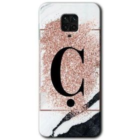 Xiaomi Redmi Note 9s Pembe Mermer Desenli Ç Harfi Baskılı Uyumlu Silikon Kılıf