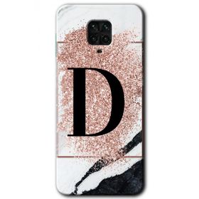 Xiaomi Redmi Note 9s Pembe Mermer Desenli D Harfi Baskılı Uyumlu Silikon Kılıf