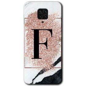 Xiaomi Redmi Note 9s Pembe Mermer Desenli F Harfi Baskılı Uyumlu Silikon Kılıf