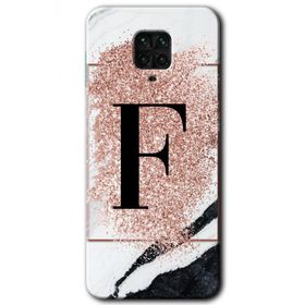 Xiaomi Redmi Note 9s Pembe Mermer Desenli F Harfi Baskılı Uyumlu Silikon Kılıf