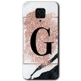 Xiaomi Redmi Note 9s Pembe Mermer Desenli G Harfi Baskılı Uyumlu Silikon Kılıf