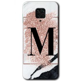 Xiaomi Redmi Note 9s Pembe Mermer Desenli M Harfi Baskılı Uyumlu Silikon Kılıf