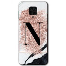 Xiaomi Redmi Note 9s Pembe Mermer Desenli N Harfi Baskılı Uyumlu Silikon Kılıf