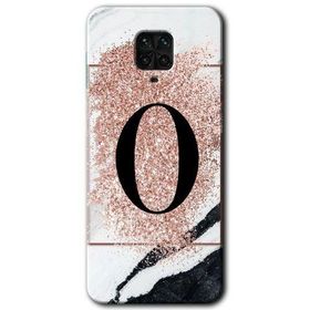 Xiaomi Redmi Note 9s Pembe Mermer Desenli O Harfi Baskılı Uyumlu Silikon Kılıf