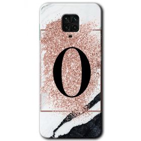 Xiaomi Redmi Note 9s Pembe Mermer Desenli O Harfi Baskılı Uyumlu Silikon Kılıf