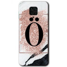 Xiaomi Redmi Note 9s Pembe Mermer Desenli O Harfi Baskılı Uyumlu Silikon Kılıf