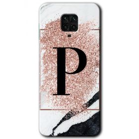 Xiaomi Redmi Note 9s Pembe Mermer Desenli P Harfi Baskılı Uyumlu Silikon Kılıf
