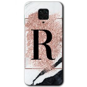 Xiaomi Redmi Note 9s Pembe Mermer Desenli R Harfi Baskılı Uyumlu Silikon Kılıf