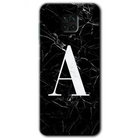 Xiaomi Redmi Note 9s Siyah Mermer Desenli A Harfi Baskılı Uyumlu Silikon Kılıf